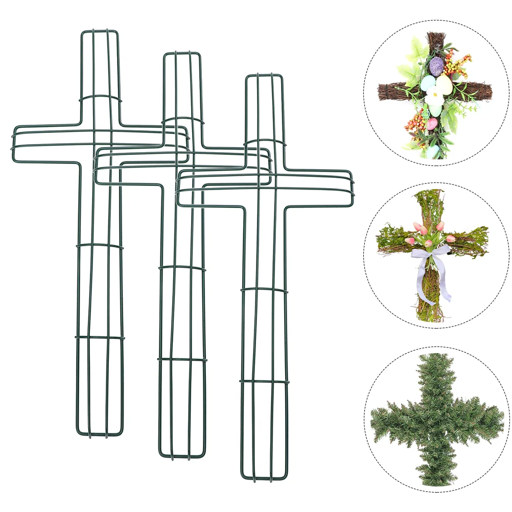 3pcs Cross Shaped Metal Wire Wreath Frame Religious Church Themed Wreath Frame DIY wreath form wreath cross frame