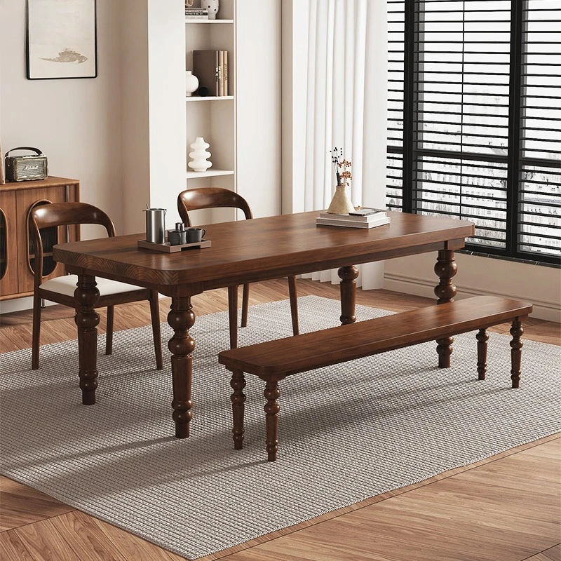

Household solid wood dining table custom retro small apartment long table living room log large board desk