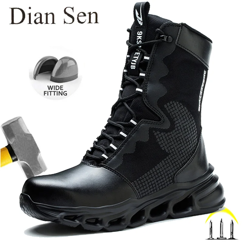 Men Safety Shoes Indestructible Steel Toe Work Boot Puncture-proof Sneakers Breathable Light Comfortable Construction Work Shoes