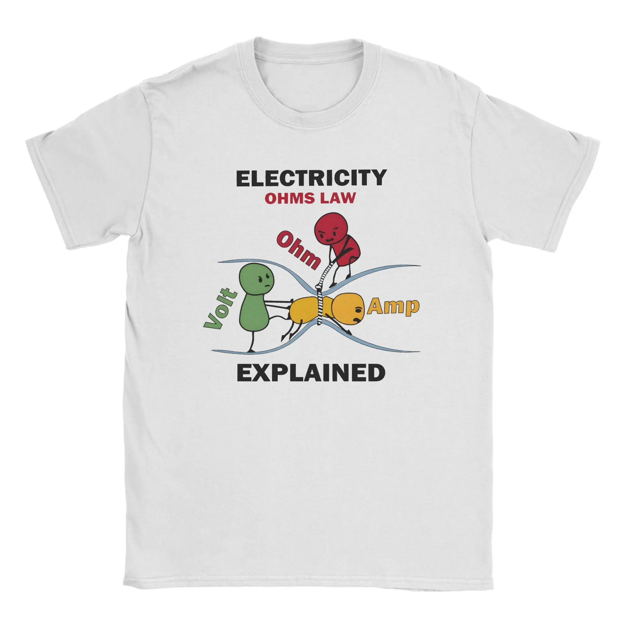 Electricity Explained funny Ohms Law  T Shirt Men Cotton Tops Leisure Electrical Engineer Round Neck Short Sleeve