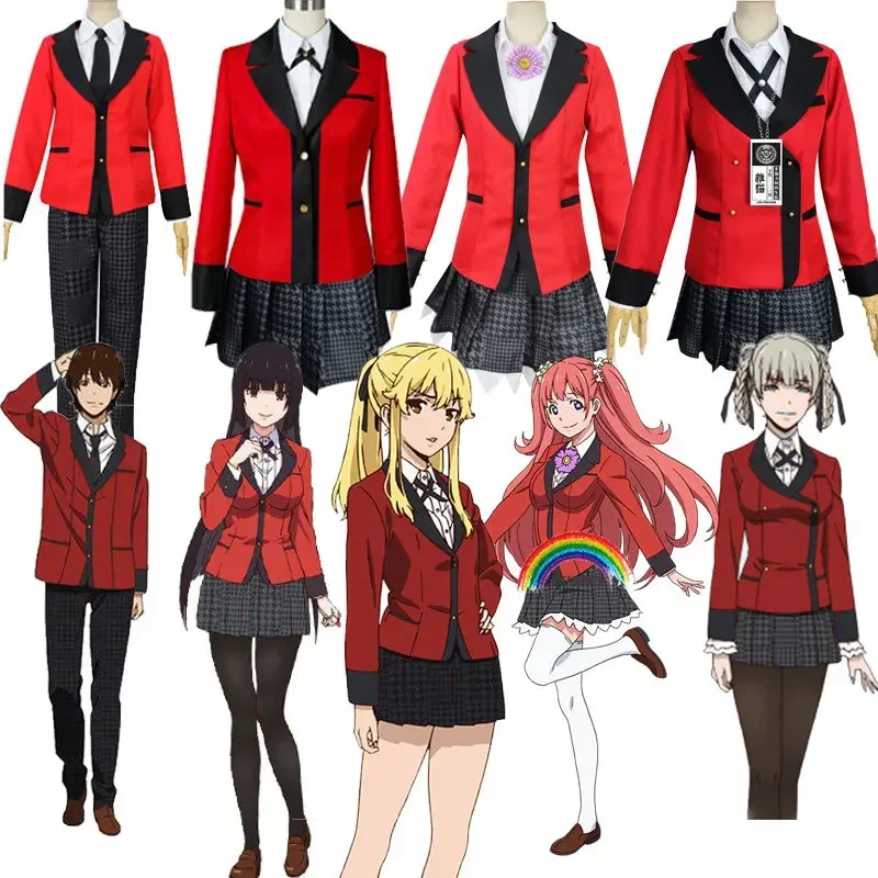 Kostum Cosplay Anime Kakegurui jaami Yumeko, kostum seragam sekolah SMA Jepang, pakaian wanita wig MN3