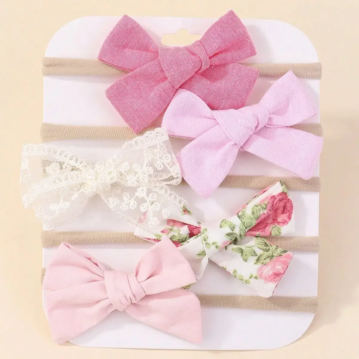 5 pièces/ensemble bébé bandeau élastique nouveau-né fleur dentelle nœud papillon en Nylon bandes de cheveux pour filles infantile enfant en bas âge doux cheveux accessoires cadeau