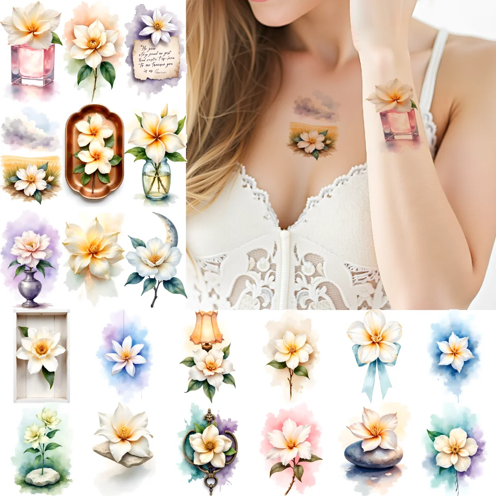 

9pcs Temporary Tattoo Lily Tattoos Watercolor Decorative Tattoos Floral Tattoos Temporary Tattoo Stickers Floral Designs