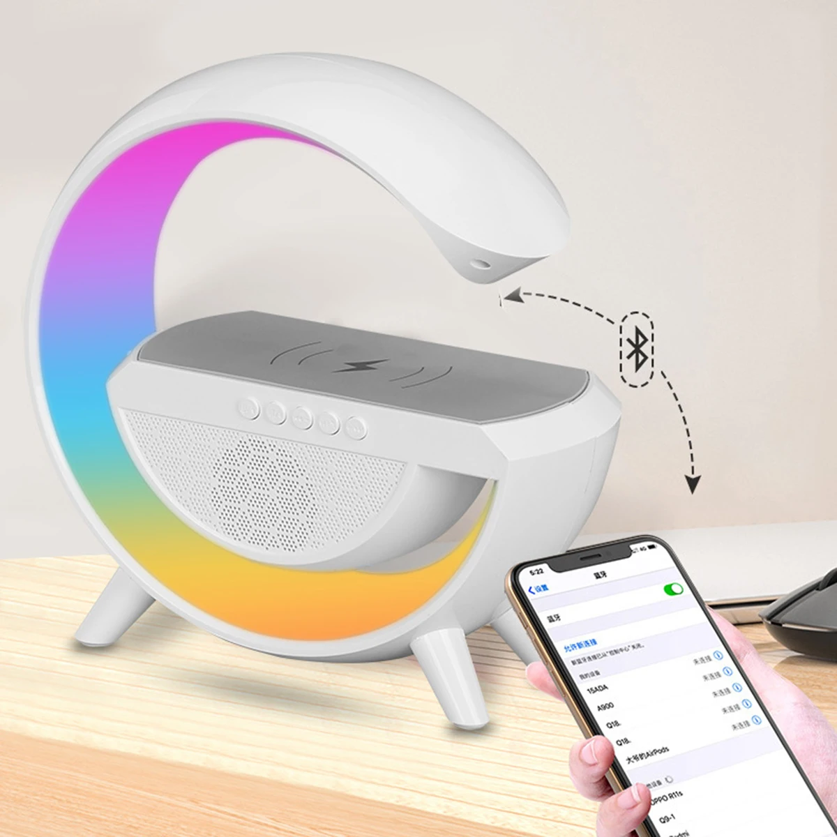 Klack portable Bluetooth speaker®Table lamp and wireless charger with G-type music