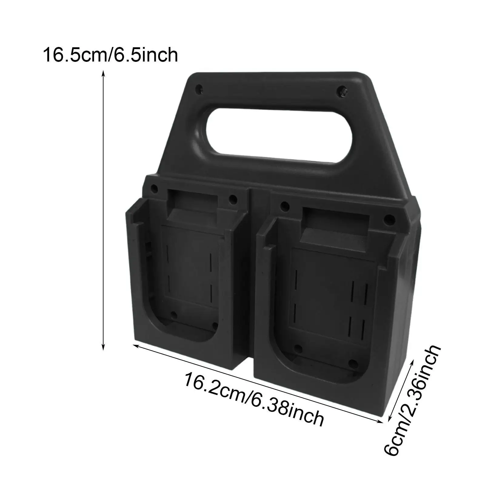 Batterieregal, tragbar, praktisch, schwarz, robust, mit 4 Steckplätzen kompatibel, geräumiges Hand-Batterie-Aufbewahrungsregal, Batterie-Organizer