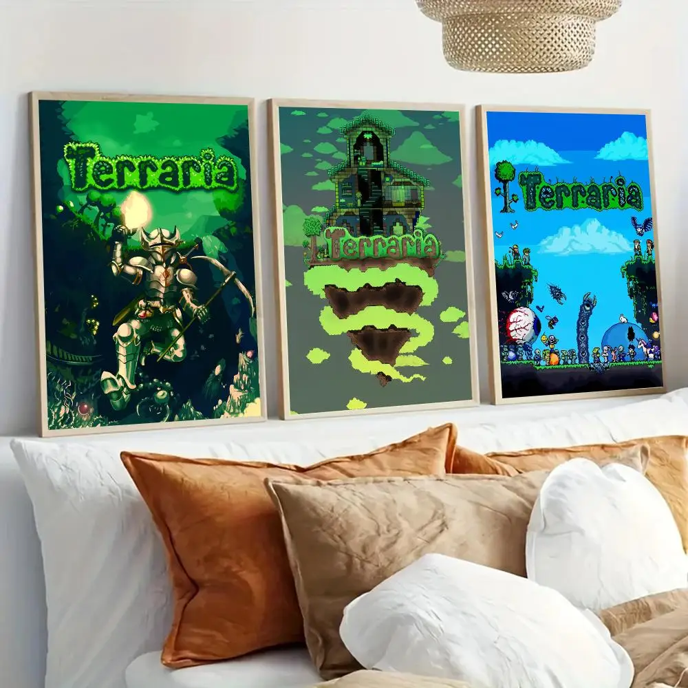 Classic Game T-Terraria Poster Modern Home Living Bedroom Bar Hallway Waterproof Wall Art Aesthetic Decor