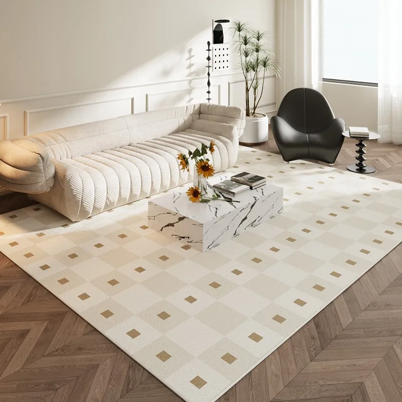 Artistic Geometric Plaid Carpet Comfortable Easy Clean Bedroom Rugs Luxury Home Decoration Aesthetic Living Room Carpets السجاد