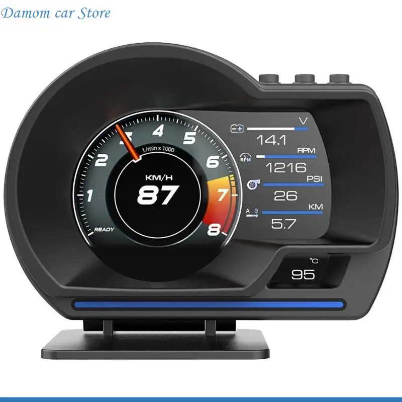 A2UC Intelligent Vehicle HUD Dashboard Monitor Speed Alert OBD Diagnostic Universal Car HUD Mount