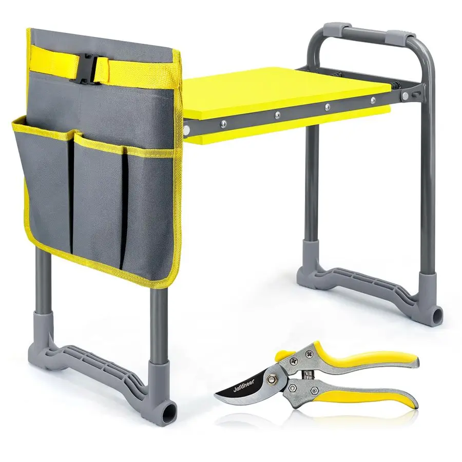 

Garden Kneeler and Seat Heavy Duty with Handles 2in1 Foldable Padded Gardening Kneeler for Seniors, Ergonomic Yellow Kneeling Be