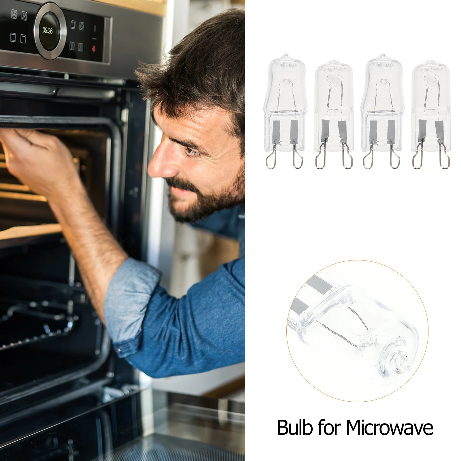 4 قطعة مصباح الفرن الكهربي ضوء الميكروويف G9 مصابيح الهالوجين استبدال طويل العمر سطوع الأجهزة ضوء لمبة فرن الميكروويف