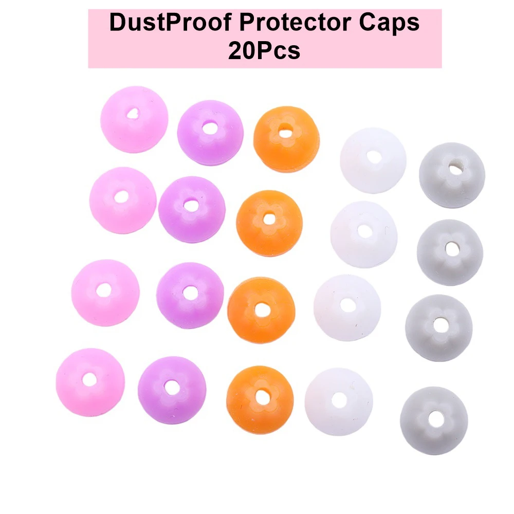 20 Stück weiche Silikon-Nagelstaubstopper, 3/32 Zoll Schaft, Bohrerabdeckungen, E-Datei-Anti-Staubkappen, Nagelwerkzeug-Zubehör, Mischungsfarbe