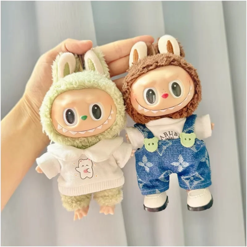 New Selling Only Clothes 17cm First Second Generation Labubu Doll Only Clothes Strap Pants Set Multi Cute Decoration Xmas Gifts