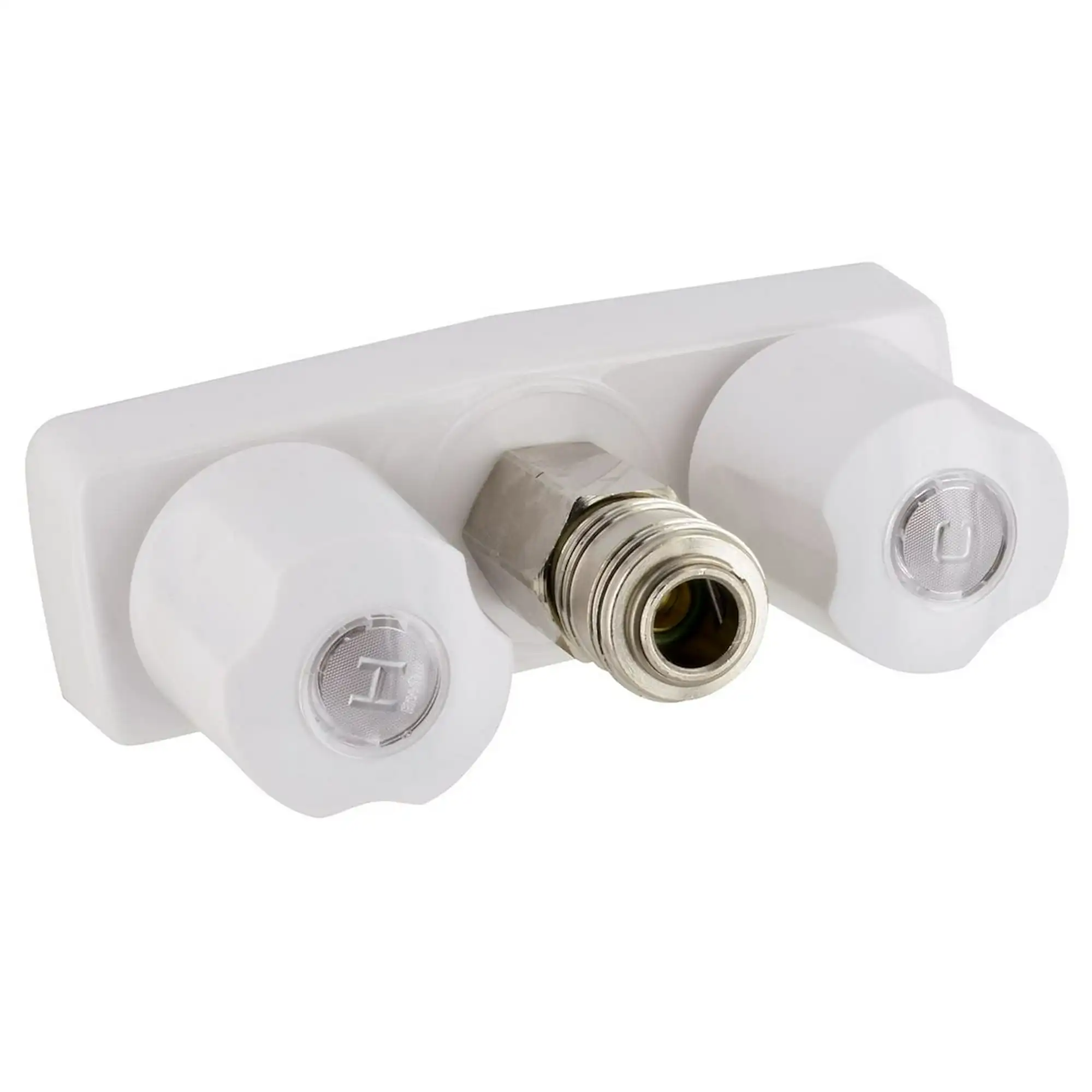 

Valterra PF213246 Пластиковый смеситель с двумя ручками 3–3/8 дюйма и быстроразъемным соединением — белый