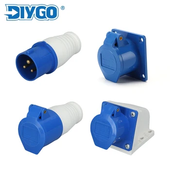 DIY GO 32A 3Pin 2P + E elektrik teli Kablo Açık Su Geçirmez Konnektör Endüstriyel Fiş ve Prizler 220 V-240 V IP44 Bağlantı Kutusu