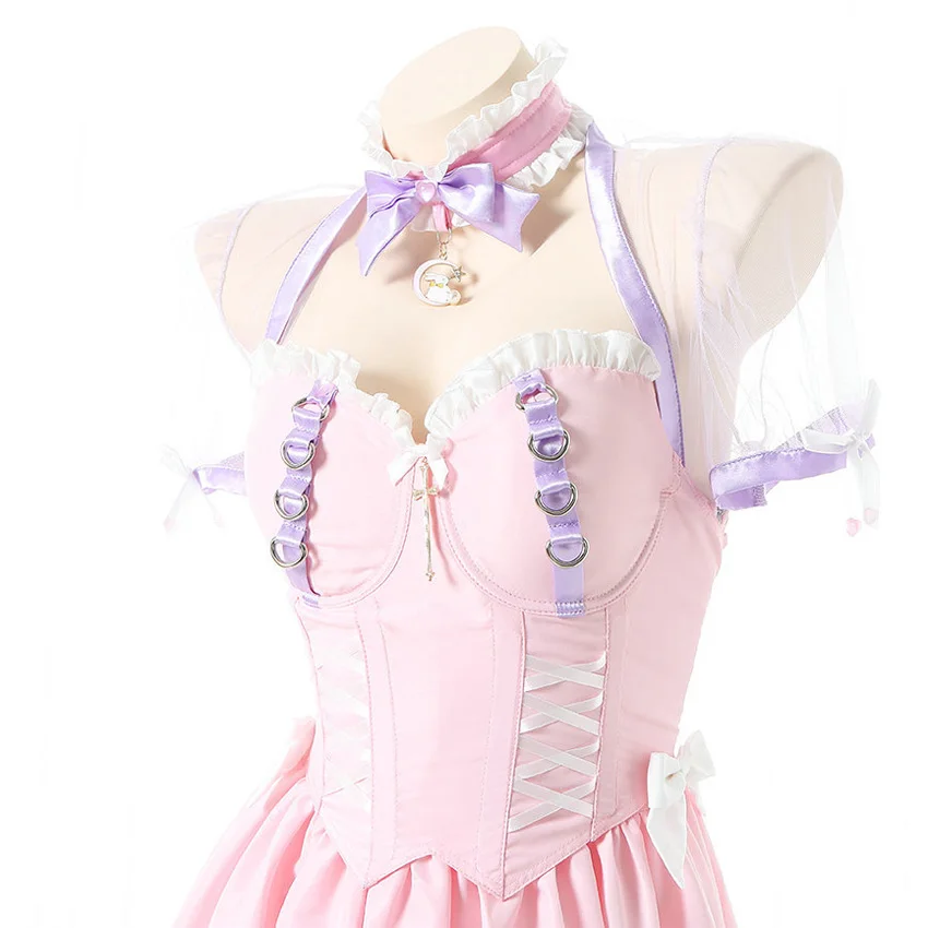 AniLV アニメロリータ少女ピンクドレスメイド制服プリンセス衣装コスプレ衣装