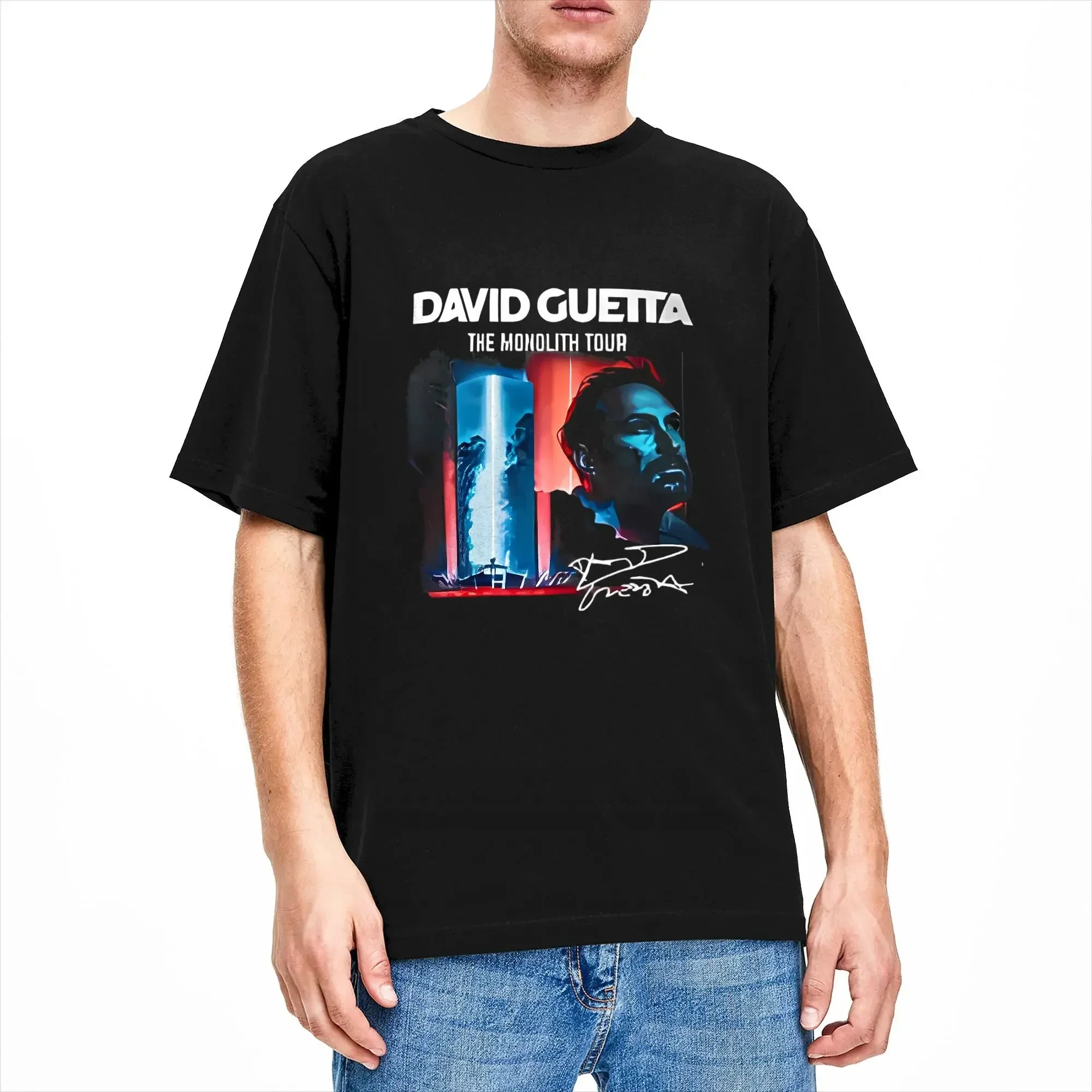 Pop DJ Music D-Davids Guettas T-Shirt Summer  100% Cotton T Shirts For Men Hippie Pattern Tee Shirt Short-Sleeve Vintage Clothes
