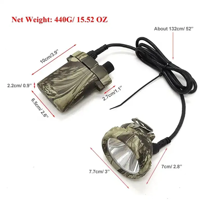 Camo High Bright Rechargeable Waterproof LED Headlamp Hunting Light