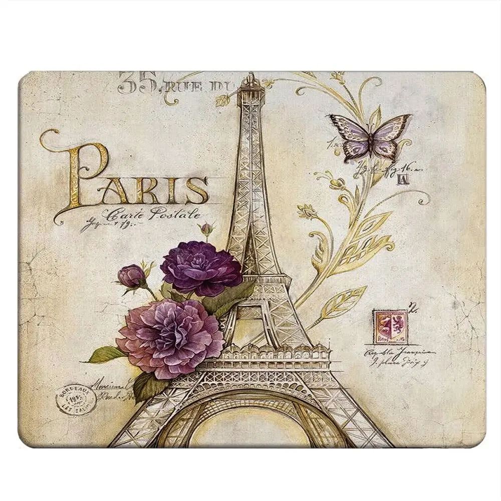 

High Quality Vintage Eiffel Tower Printing Lock Edge Gaming Mousepad Gamer Mouse Mat Keyboard Mats Desk Pad Mousepads 22x18cm