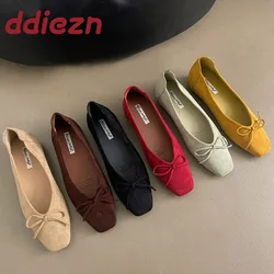 Shallow Women Flats Boat Shoes 2025 New Soft Fashion Butterfly-Knot Female Slip On Footwear Ladies Flats With Shoes Slides