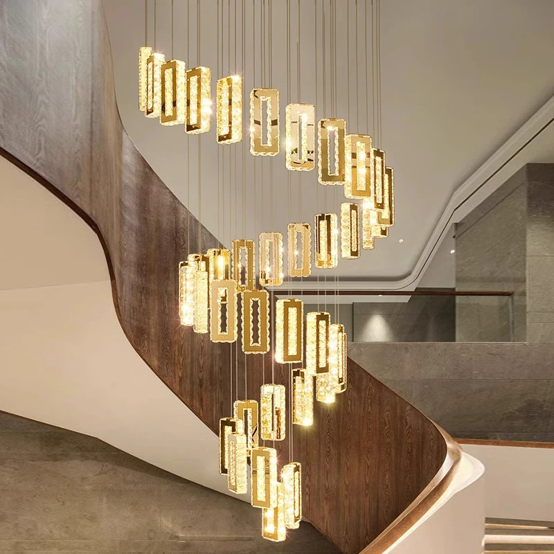 Imagem -04 - Modern Crystal Chandelier For Home Decoration Stair Pendant Lamp Living Room Pendant Lights Iluminação Interior