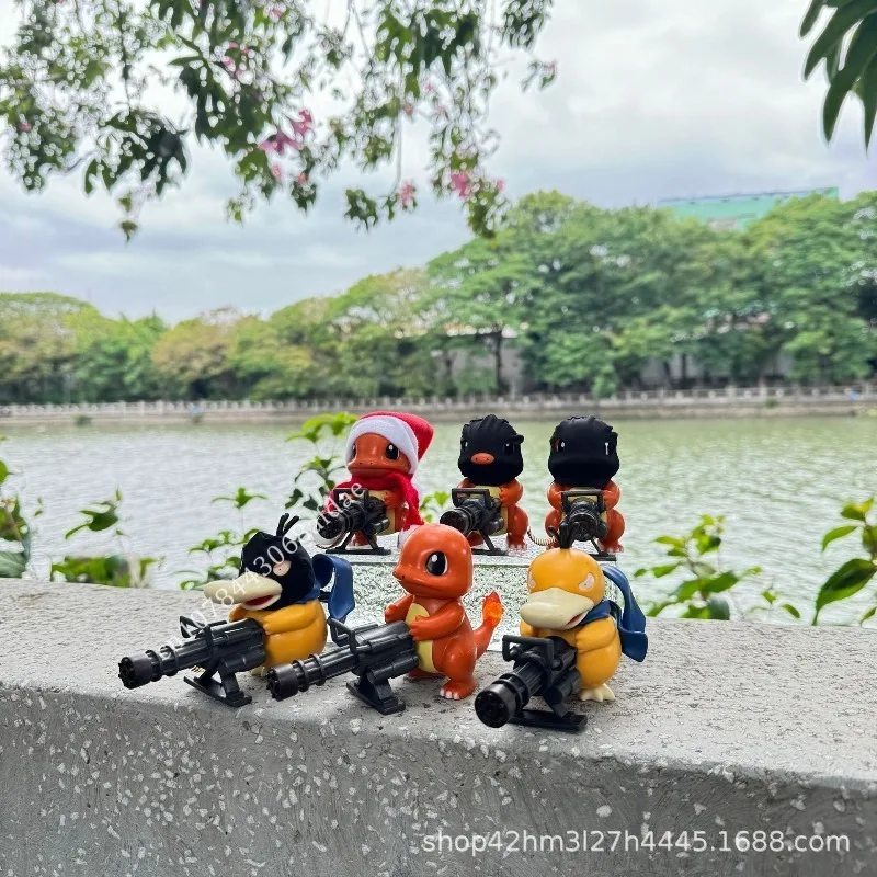 Pokémon Mini Gatling Dragon pato de Navidad Anime coche modelo escultura decoración cabeza de cerdo regalo de cumpleaños niños