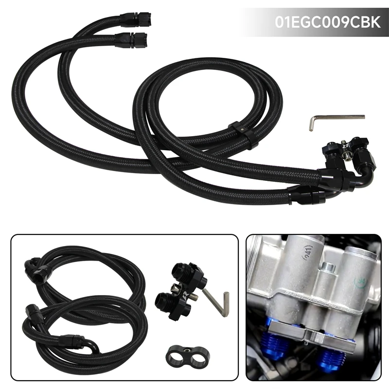 Oil Filter Sandwich Adapter & 2PCS Hoses For BMW E82 135i E36 E46 M3 E90 E92 E93 Black