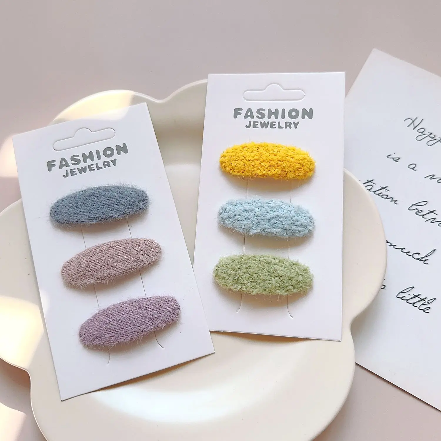 6pcs/Set Korean Colorful Wool Girls Hair Clip Kids Hairpins Sweet Princess Accessories Headress