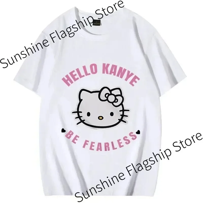 Kanye West Hello Be Fearless Graphics T Shirt Men Women Fashion Hip Hop Streetwear Loose Short Sleeve Unisex Tee