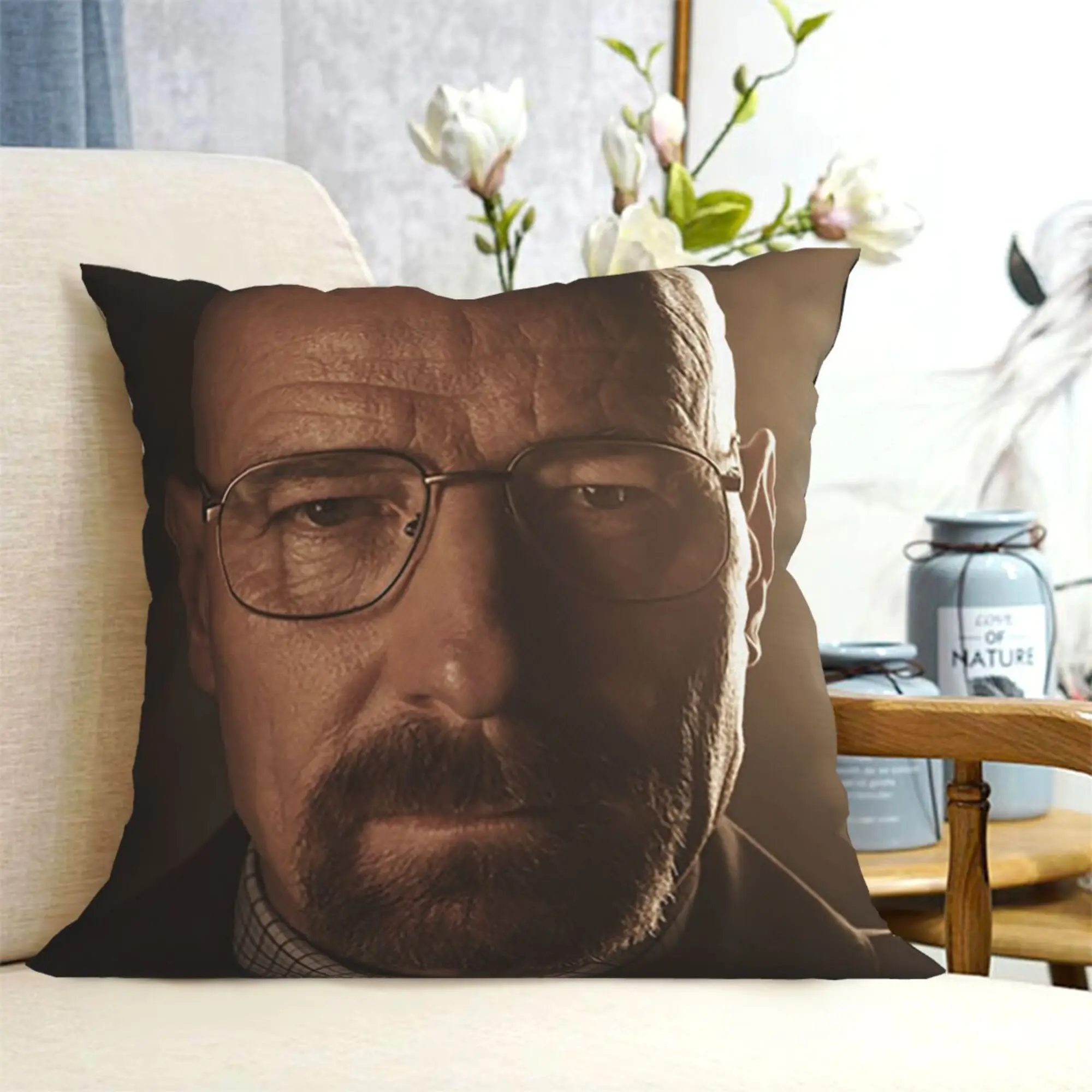 Walter White Meme Pillow Case Home Decoration 100% Polyester Funny Cushion Cover for Sofa Square Pillow Cover 18x18inch