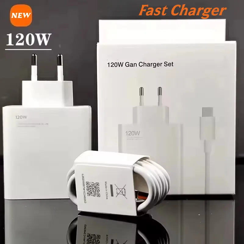 

Зарядное устройство 120 Вт, турбо-быстрая зарядка, адаптер Hyper Charge (EU/US) с кабелем для Redmi Note 11 12 13 Pro Plus, Mi 14 13 13T, Poco, телефонов Xiaomi