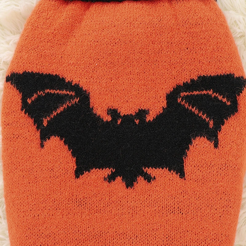 Halloween Dog Pullover Knitted Pet Sweater Cartoon Bat Cat Waistcoat Sleeveless Warm Bomei Clothing Chihuahua Bulldog Solid Vest