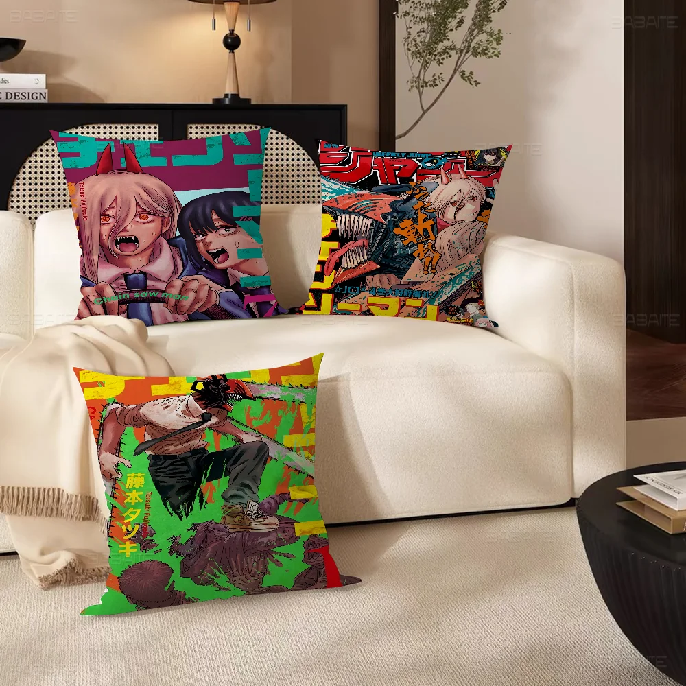 Anime C-Chainsaw Man Pillowcase toon Gift Cushion Cover Bedroom Home Sofa Chair Seat Decor pillow case