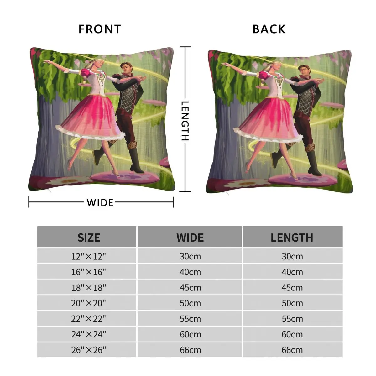 The 12 Dancing Princesses Square Pillowcase Polyester Linen Velvet Pattern Zip Decor Room Cushion Cover