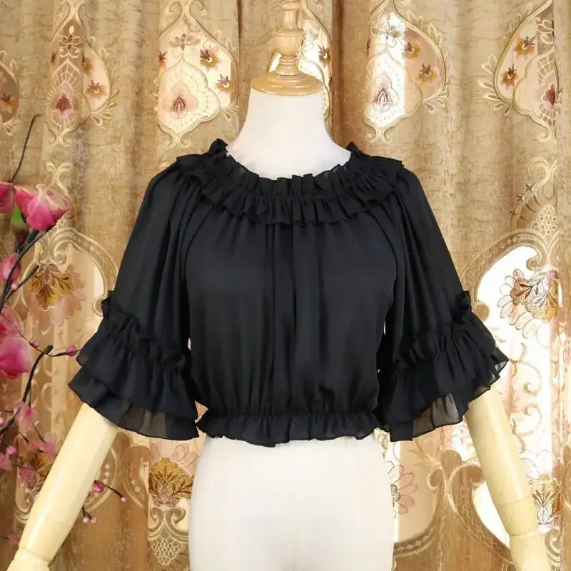 Camisa Vintage Medieval de Halloween para mujer, blusa gótica Steampunk victoriana de Lolita blanca, Top de encaje para fiesta