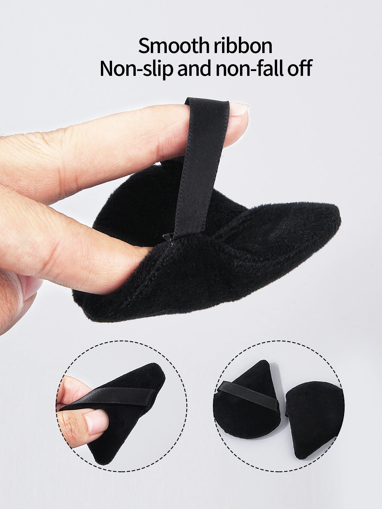 Polvo de maquillaje de doble propósito, flocado suave en forma de abanico, seco y húmedo, herramienta de maquillaje multifuncional para principiantes, 5 piezas