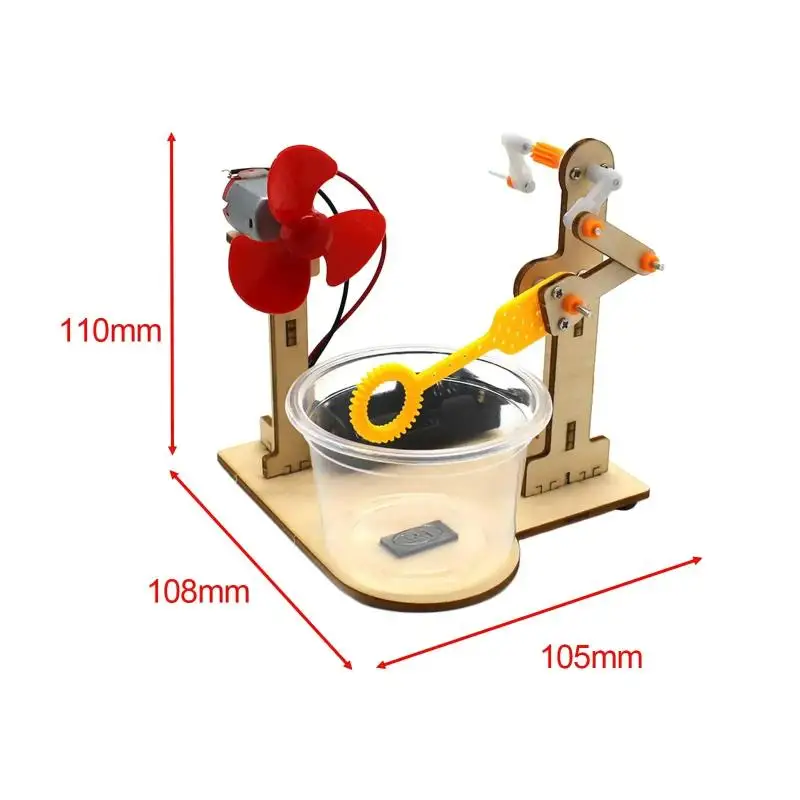 Kids Learning Toy - DIY Wooden Bubble Machine Set for Science Experiments