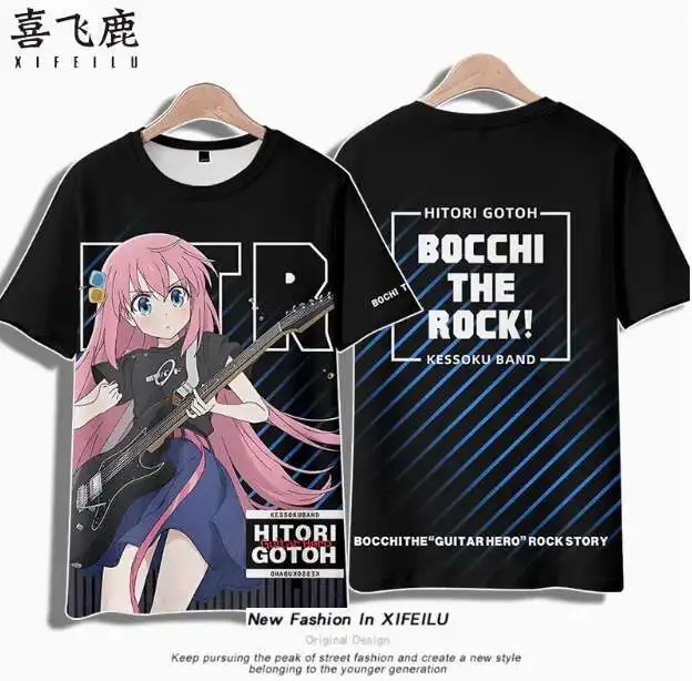 

Anime Bocchi The Rock Gotoh Hitori Short Sleeve T-Shirt Cosplay Costume Summer Casual Student Loose Tops anime