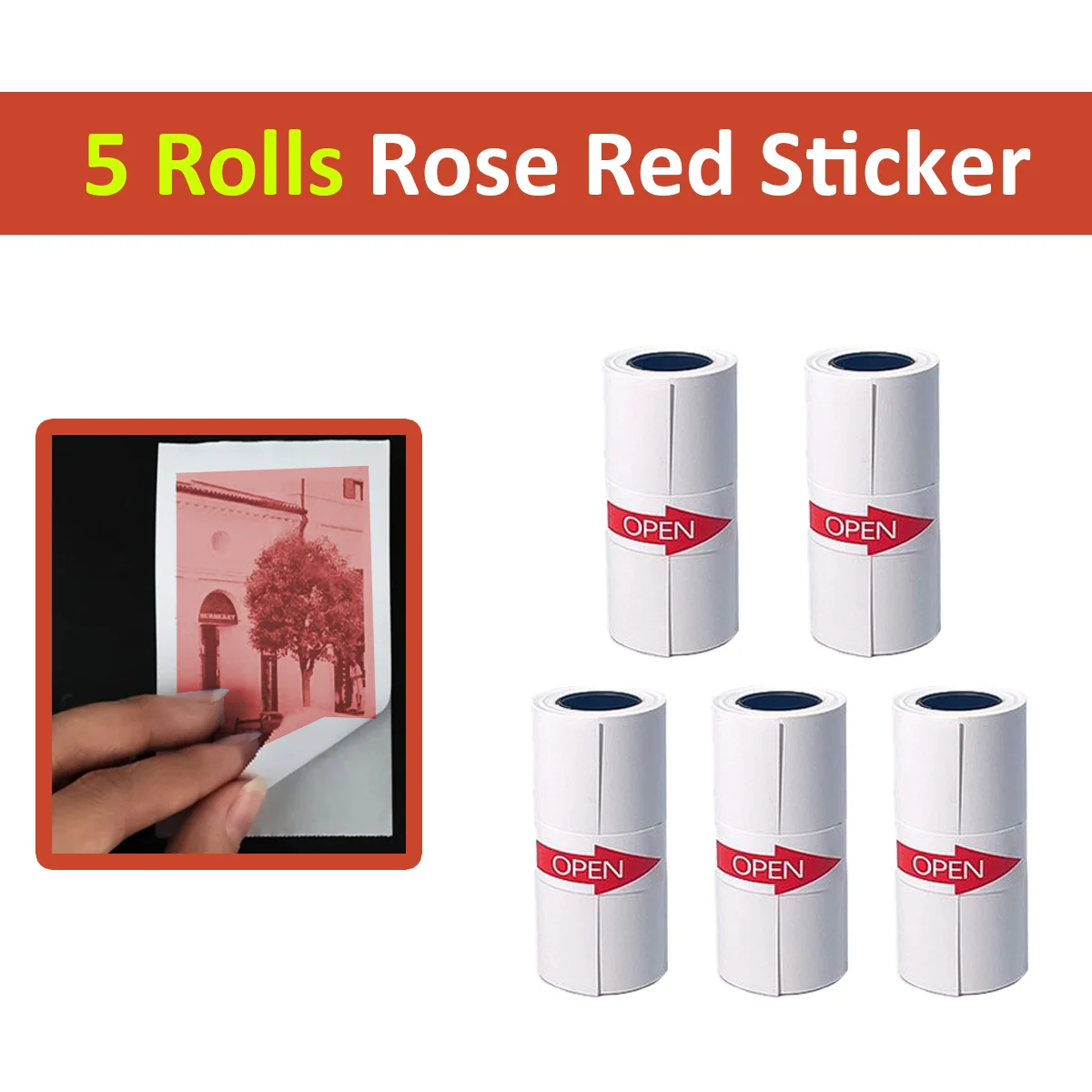 Red Thermal Paper Rolls for Photo Office School Home No Ink Needed Instant Printing Compatible with Thermal Printers Cameras