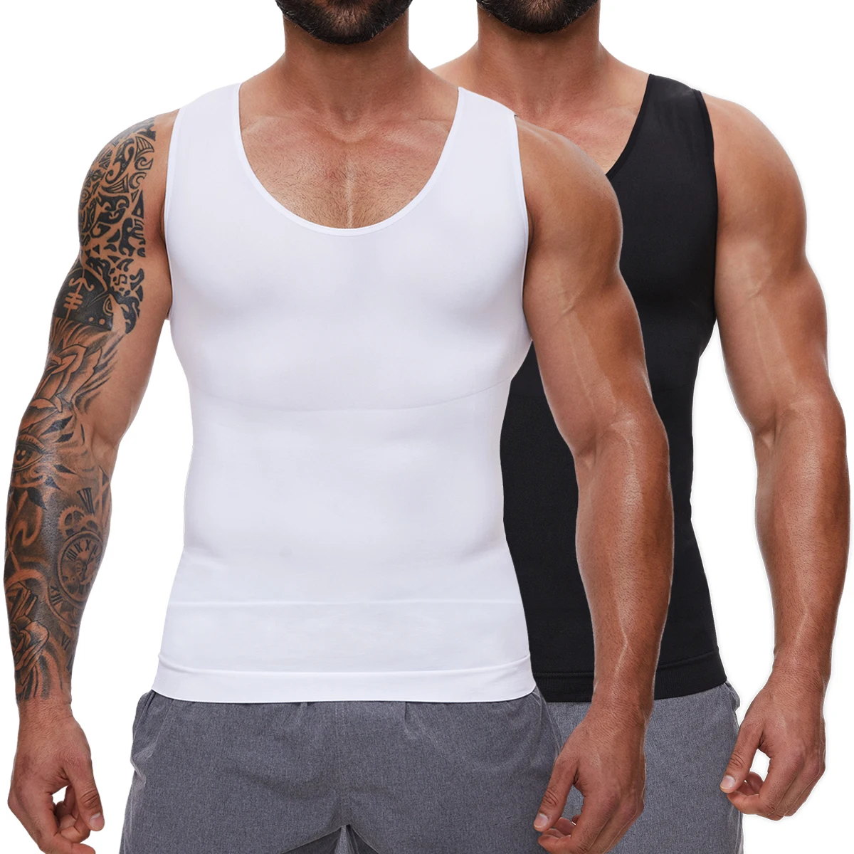 

Men Body Shaper Slimming Compression Vest Undershirt Seamless Waist Trainer Tank Top Belly Control Workout Weight Loss Shapewear