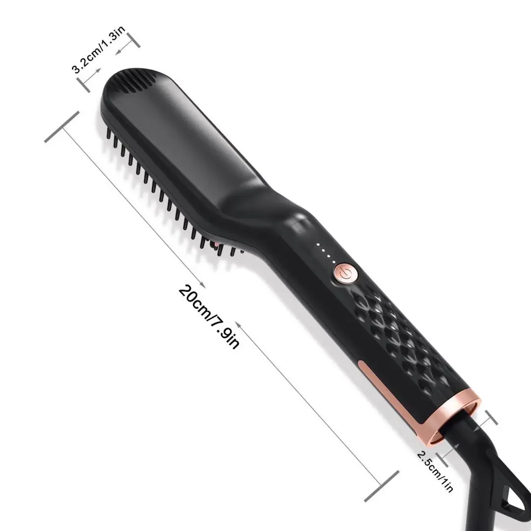 Fluffy Straight Curly Dual-purpose Electric Comb Beard Comb Negative Ion Curling Iron Portable Compact Straight Hair Comb