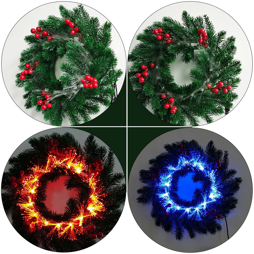 

Lighted Christmas Decorations Home Wreath Xmas Hanging Store Thick Baby Holiday nament Plastic Leaf Fruit Ring