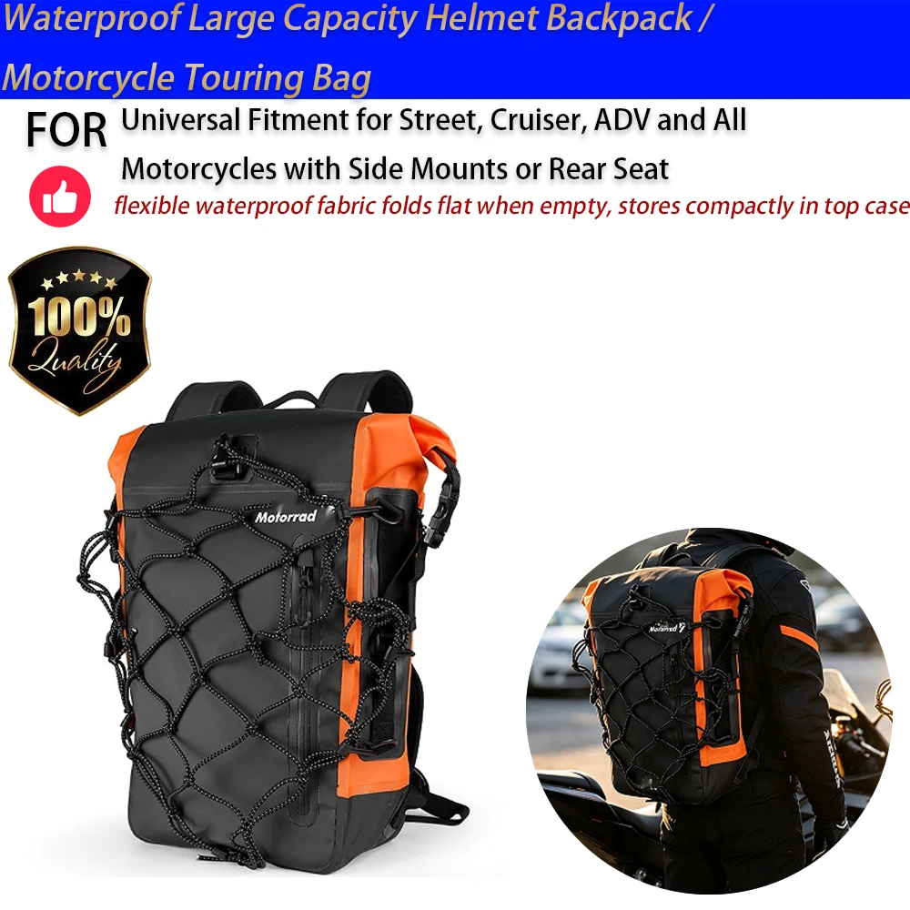 For Motorcycle Waterproof Helmet Backpack Large Capacity Touring Riding Commuter Hiking No-Drill Accesorios Moto