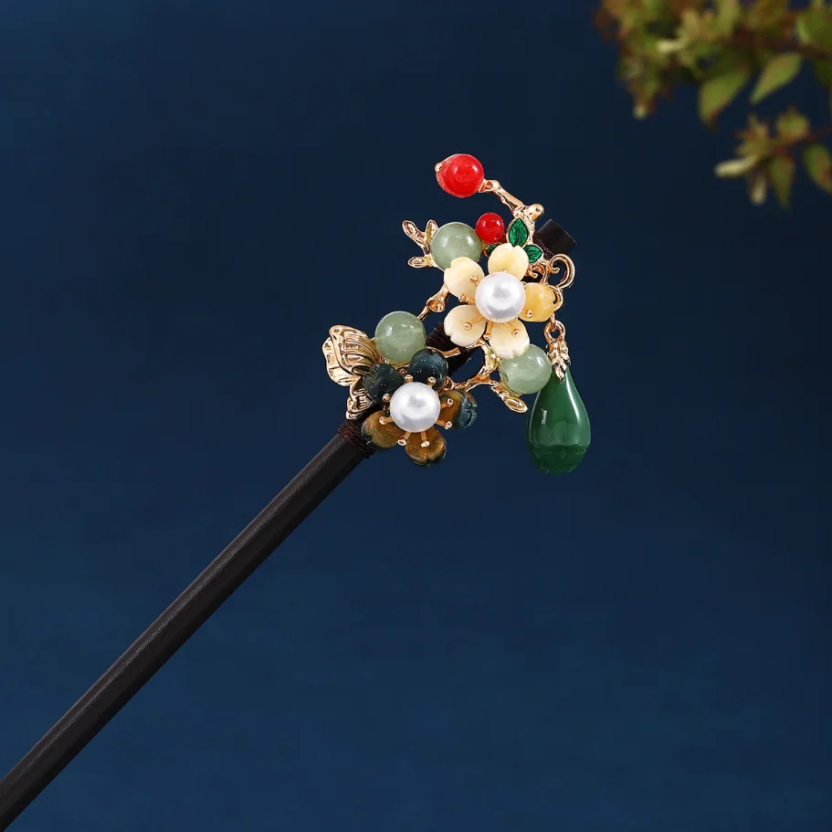 Wood Tassel Step Shaking Hair Stick For Women Ancient Hairpin Flower Chopstick For Bun Updo Fashion Hair Accessories Gifts view 5
