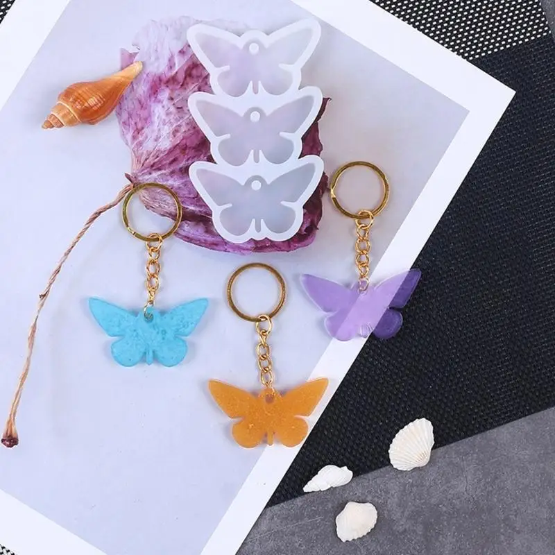 F2TD 2Pcs Diy Crystal Epoxy Mold Earrings Jewelry Mold Hanging Pendant Decoration Butterfly Irregular Mirror Silicone Mold