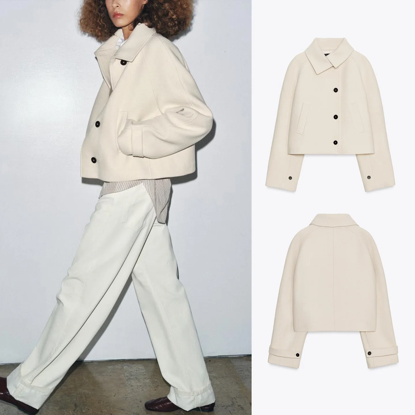 

Fall Women's mat Sle Single Button Collar Long Sve Wool Blend ort Coat Jaet Commute Straight Tube ape Pure ...