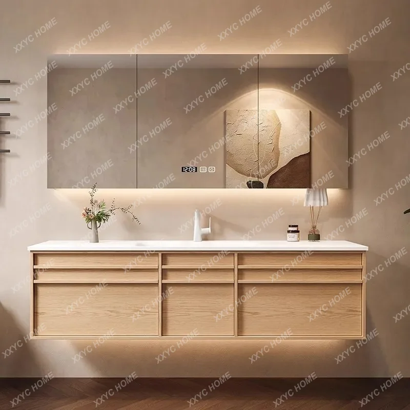 New Chinese rock slab hot bending integrated basin bathroom cabinet combined toilet washstand