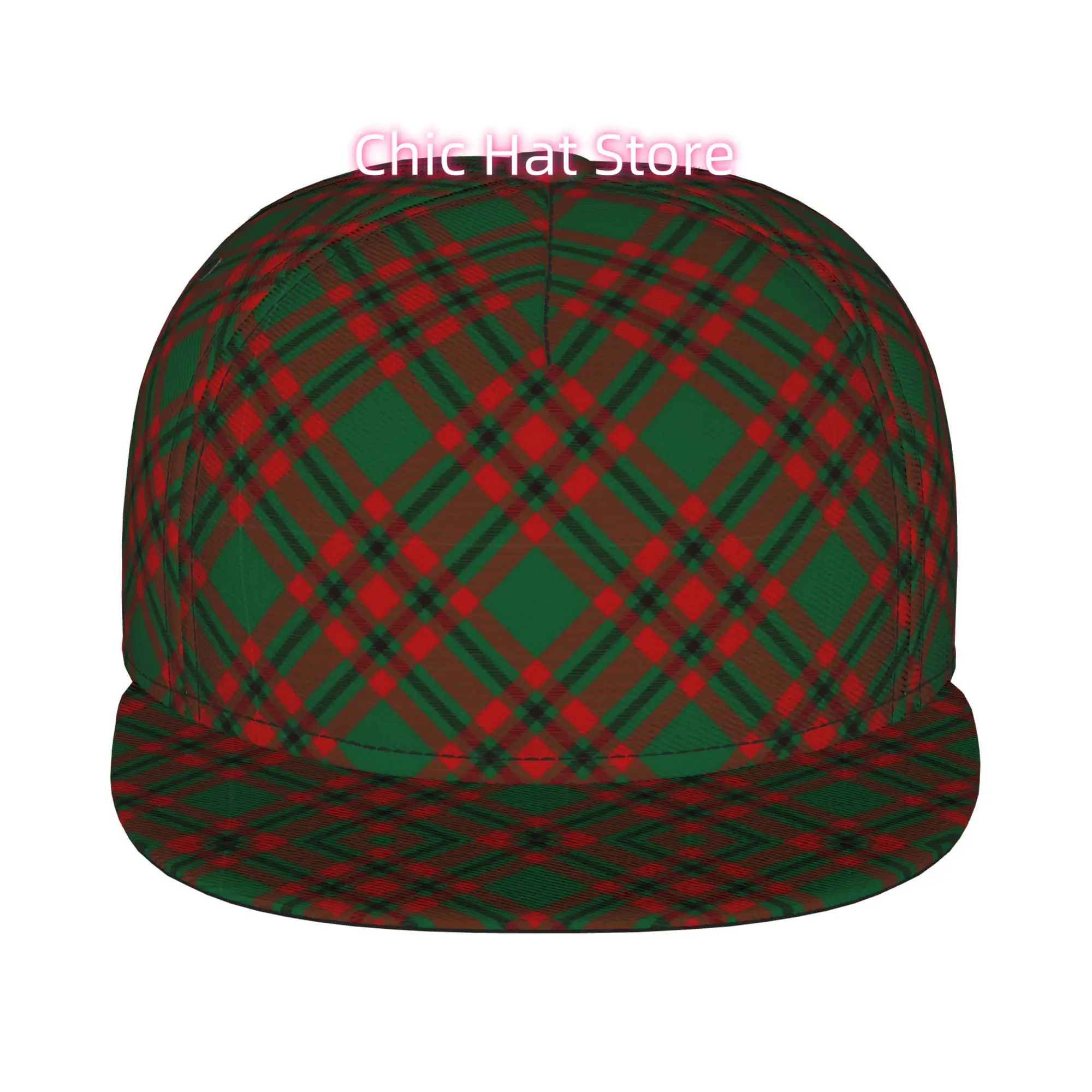 1pc Festive Plaid Pattern (2) Fully Printed Hip-hop Caps, Baseball Caps, Stylish Flat-brimmed Baseball Caps, Sports Outdoor Casu