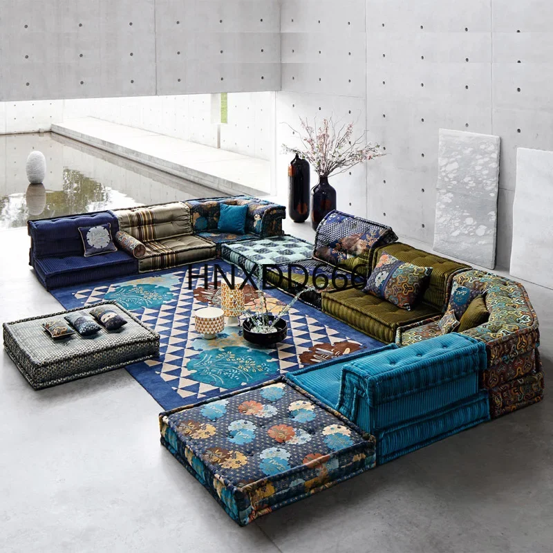 Designer Italian minimalist Rochburg Messi with the same mahjong combination sofa Color module Master design sofa