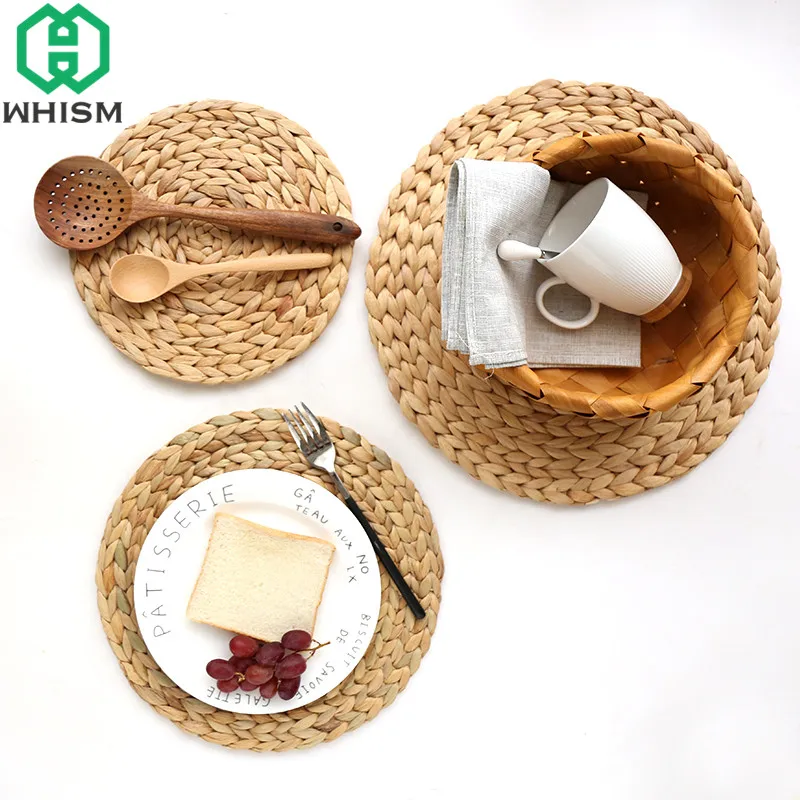 Rotan Stro Placemats, Cup Coasters Pad Eettafel Mat Warmte Isolatie Pot Houder Rieten Drink Coaster Keukenaccessoires