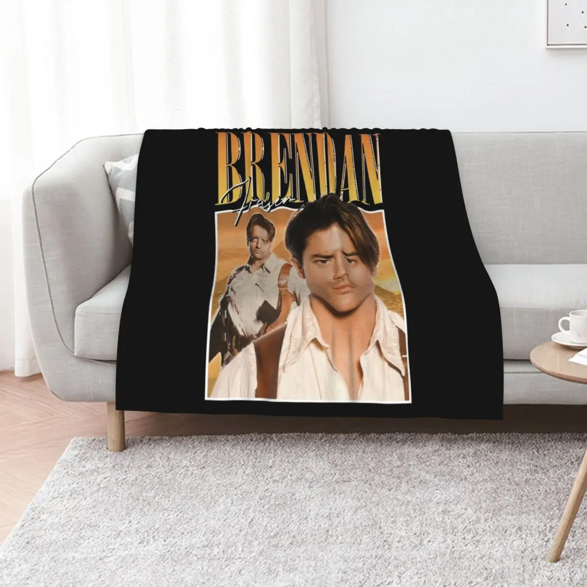 Brendan Fraser 90s style Throw Blanket Flannels Sofa Quilt warm for winter Weighted Moving For Sofa Thin Blankets
